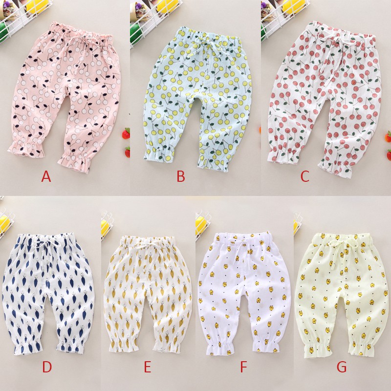 Set 7 Quần Dài Chống Muỗi Chất Liệu Cotton Mỏng Thời Trang Xuân Hè Cho Bé Gái