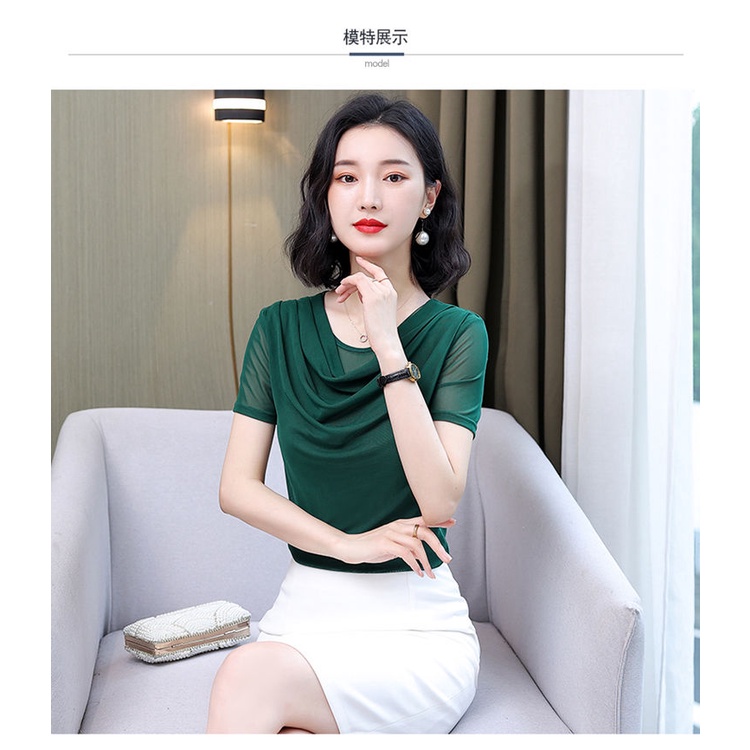 Áo Thun Tay Ngắn Dáng Ôm Phối Lưới Thời Trang Mùa Hè 2022 Cho Nữ