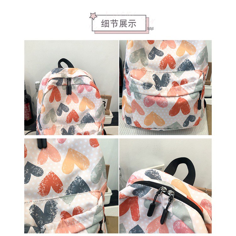 Ba Lô Học Sinh Siêu Nhẹ Phối Màu Sắc graffiti Phong Cách Hàn Quốc Dành Cho Nữ
