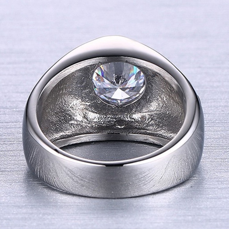 Nhẫn cưới bằng thép không gỉ 316L đính đá zircon phong cách thanh lịch retro vintage kích thước 7 đến 14