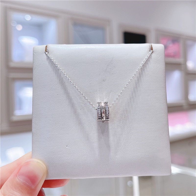 Vòng cổ Pandora Mạ Bạc 925 Đính Đá Zircon Thời Trang Cho Nữ