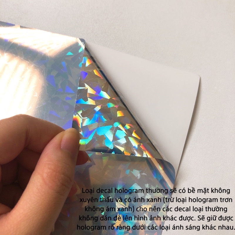 Giấy dán decal A4 hologram lấp lánh chống nước làm sticker, nhãn dán, thẻ bài, business card, màn cán,