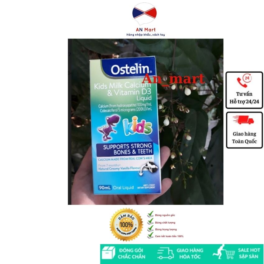 Vitamin D &amp; Canxi Ostelin Kids 90ML Cho Trẻ Từ 7 Tháng Tuổi