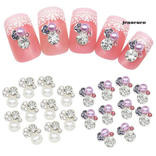 [Hàng mới về] Bộ 10 miếng dán trang trí móng tay nghệ thuật phối pha lê và kim cương giả DIY