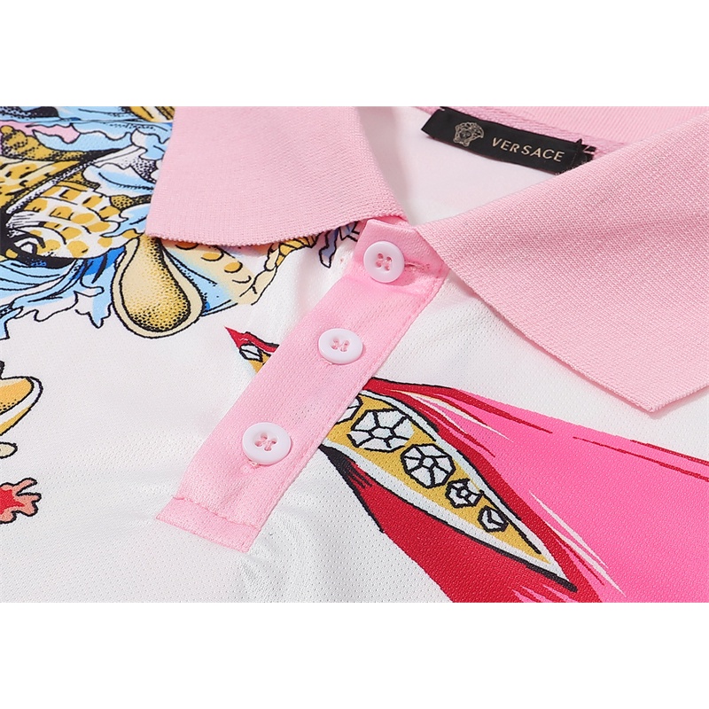 Áo Thun Polo In Họa Tiết Hoa Màu Hồng Gradient Chất Lượng Cao Thời Trang Mùa Hè