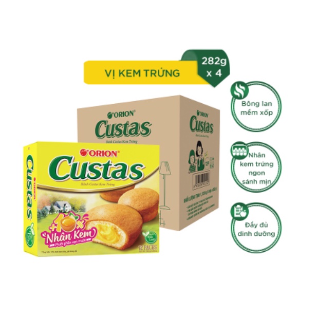 Combo 4 hộp bánh Orion Custas kem trứng (282g x 4)
