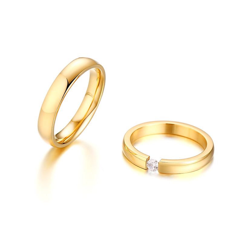 Nhẫn đính hôn VNOX bằng thép không gỉ đính đá zircon thời trang