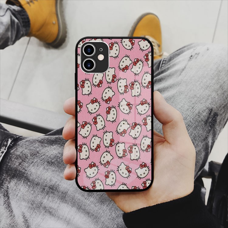 Vỏ ốp siêu chất họa tiết hello kitty LOTUS SHOP Ốp kính đẹp cho Iphone 6 đến 12 OK-CYB20211086