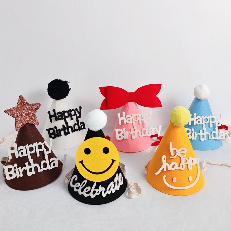 Mũ dự tiệc sinh nhật đính chữ Happy Birthday trang trí tiệc sáng tạo cho bé gái