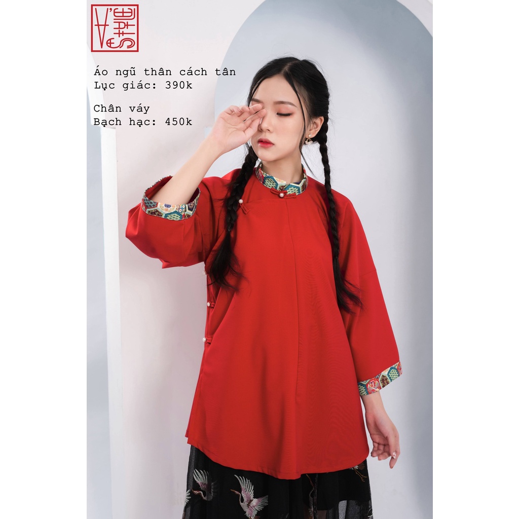 Áo Ngũ thân cách tân viền lục giác (Unisex)