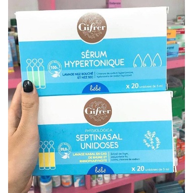Nước muối sinh lý Pháp Gifrer xanh, Gifrer vàng hỗ trợ nghẹt mũi cho bé