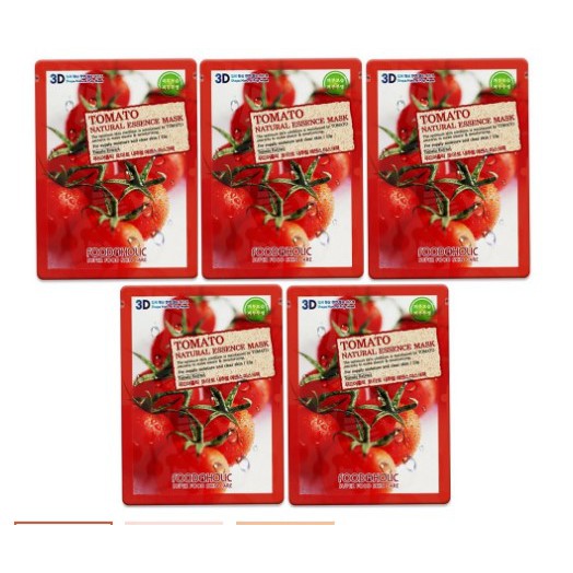 Combo 10 Mặt Nạ Cung Cấp Độ Ẩm, Ngăn Lão Hóa Da Chiết Xuất Cà Chua 3D Foodaholic Tomato Natural Essence Mask 23ml x 10