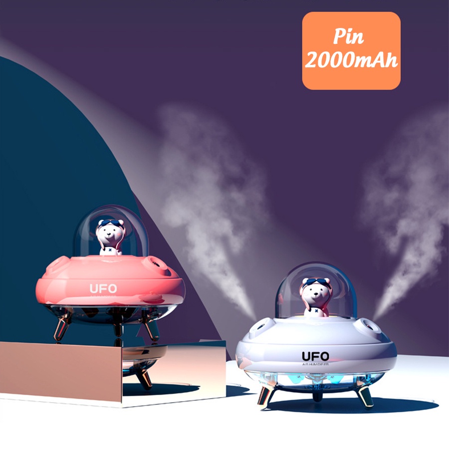 Máy phun sương UFO Vdecor tạo ẩm cho da và làm thơm phòng tích pin 2000mAh có thể sạc lại
