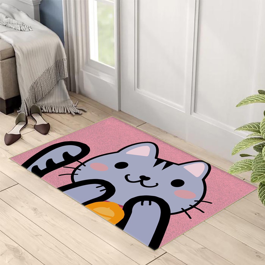 Thảm lau chân 3D chống trơn trượt nhiều họa tiết con vật cute 40x60cm Giao ngẫu nhiên TL01