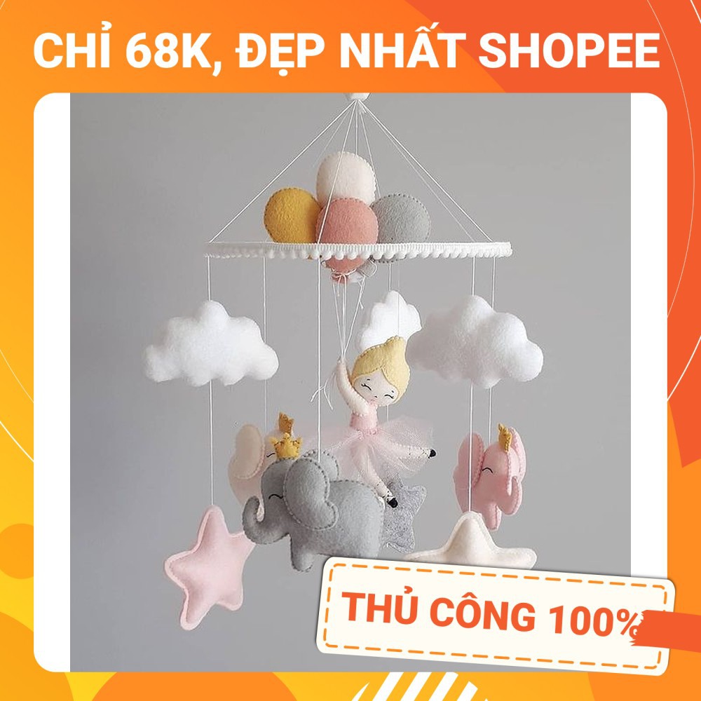 Đồ chơi treo nôi cũi handmade Coco Kids ảnh thật 100%, tự xoay phát nhạc CÔNG CHÚA 3