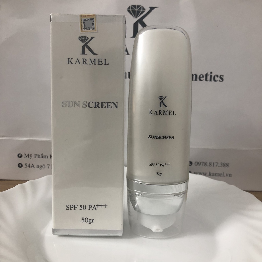 Kem chống nắng vật lý 50G cho da dầu và da hỗn hợp SPF 50PA+++ không bóng dầu không bết dính KARMEL