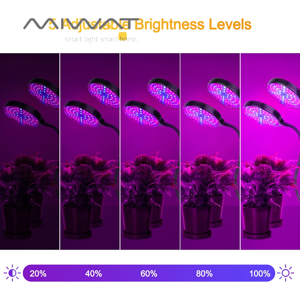 MIWAT Đèn LED USB Quang Phổ Đầy Đủ Đèn Sinh Trưởng Thực Vật DC5V Đèn Kẹp Để Bàn 15W 30W 45W 60W Đèn Thực Vật Cho Cây Hoa Hộp Nuôi Trồng
