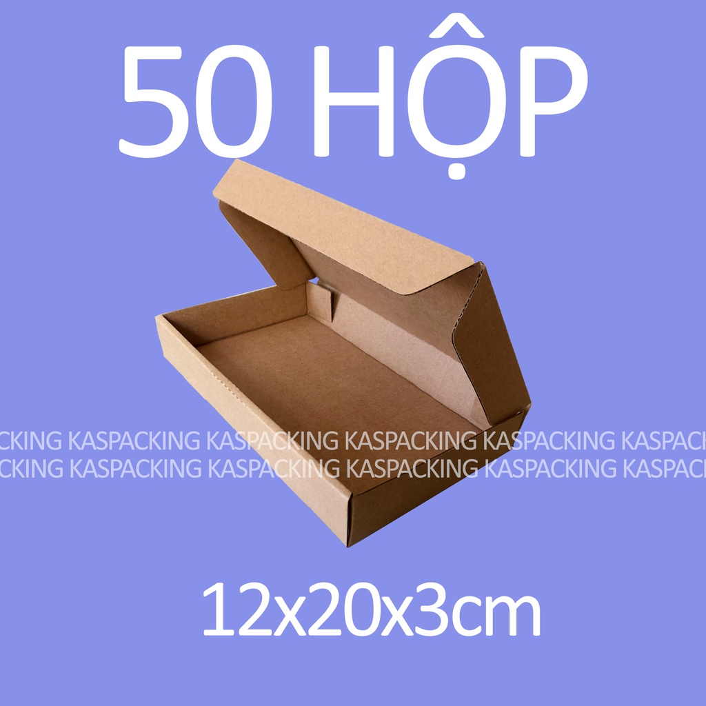 12x20x3 cm - 50 Thùng hộp carton size nhỏ để đựng hàng.