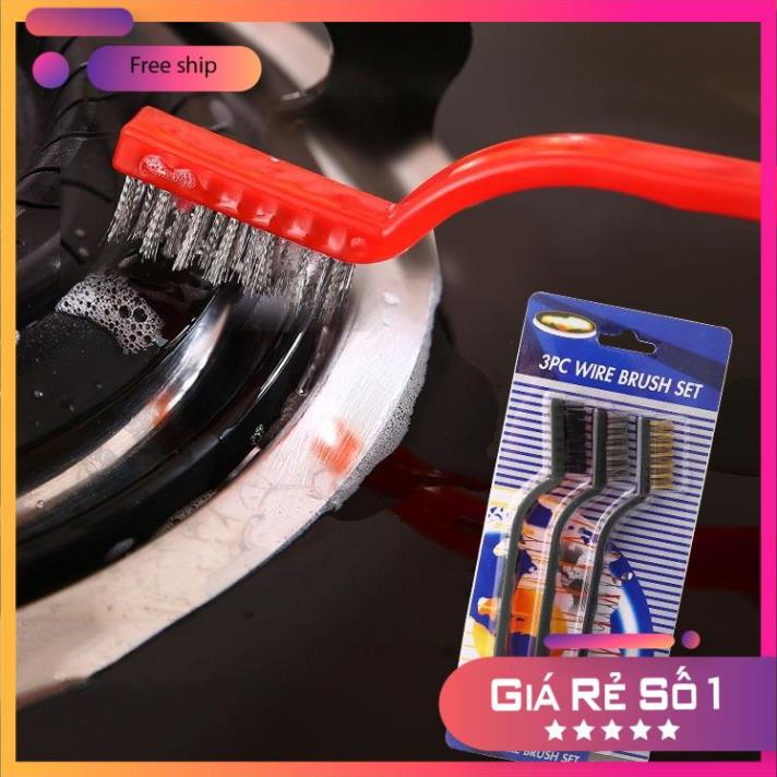 Bộ Bàn Chải Rửa Lốc Máy, Bàn Chải Chà Bếp Ga 3 Màu
