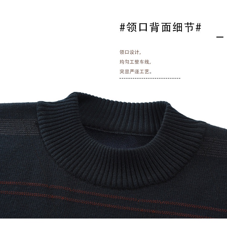 Áo Len Nam Cổ Tròn Lót Lông Thu Đông Thời Trang Trung Niên