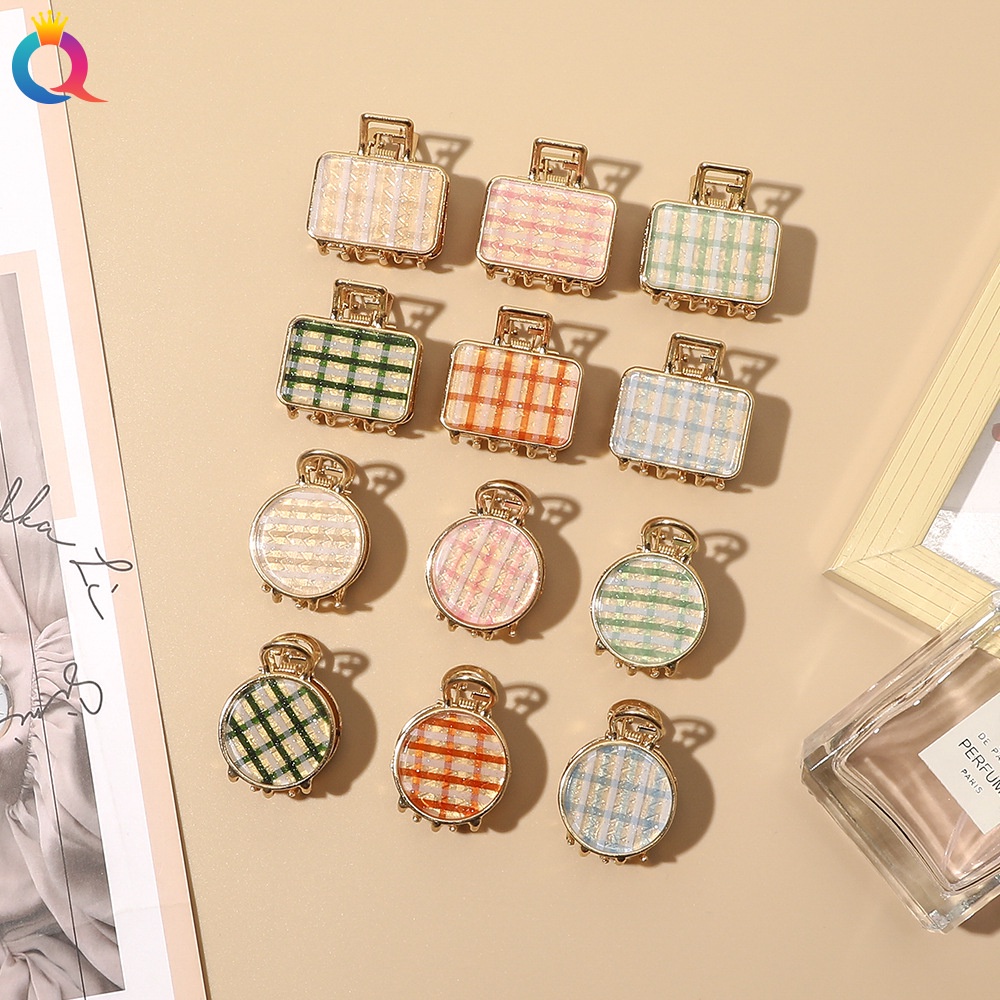 Kẹp tóc hợp kim hình tròn / vuông kiểu Hàn Quốc duyên dáng hợp thời trang cho nữ