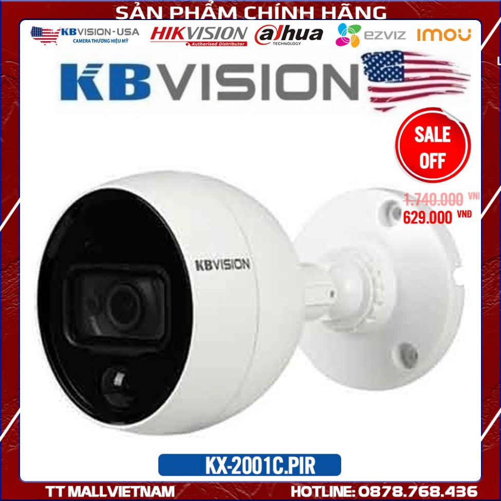 {Giá HỦY DIỆT} Camera HDCVI hồng ngoại 2.0 MP KBVISION KX-2001C.PIR - Bảo hành chính hãng 2 năm
