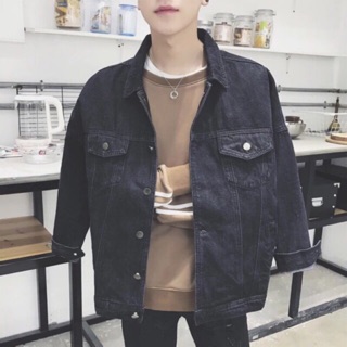ÁO KHOÁC JEAN UNISEX ĐEN (hình thật)