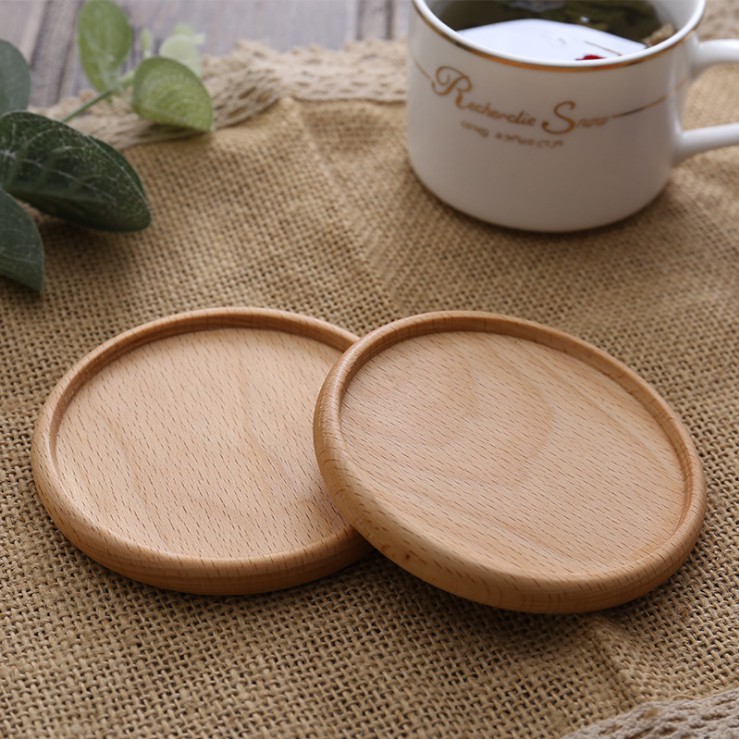 Tấm lót cốc uống cà phê bằng gỗ, miếng lót ly cốc uống trà hình tròn bằng gỗ tự nhiên