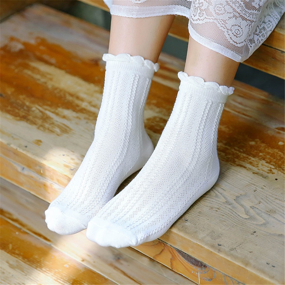【COD】Vớ Ren Màu Trắng Phong Cách Lolita Cho Nữ Sinh