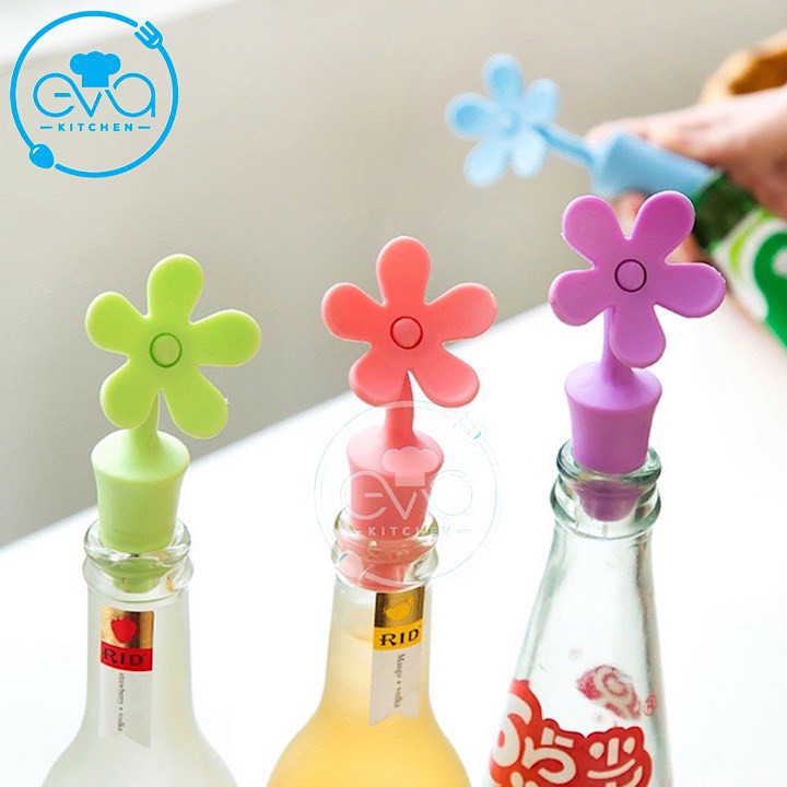 Set 2 Nút Đậy Chai Silicone Flower Bottle Cover