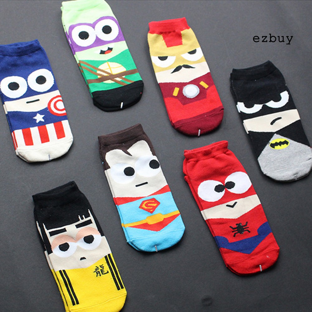 Đôi vớ unisex cổ ngắn vải cotton họa tiết siêu anh hùng thời trang độc đáo dành cho các cặp đôi