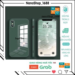 Ốp Lưng Iphone Viền Vuông Lưng Kính Cường Lực,Bảo Vệ Camera 7plus,8Plus,x,xs,xsmax,11,11promax,12,12promax