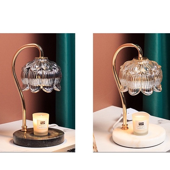 Đèn đốt nến thơm MACEHO 2022 - Chụp thủy tinh đế đá- Dùng cho nến BBW, Yankee, Candle Cup- Chỉnh sáng to nhỏ
