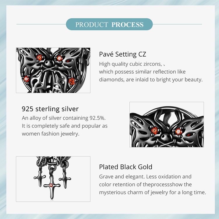 BAMOER Hạt Bạc 925 Biểu Tượng Celtic Gothic Treo Vòng Tay Và Vòng cổ Diy