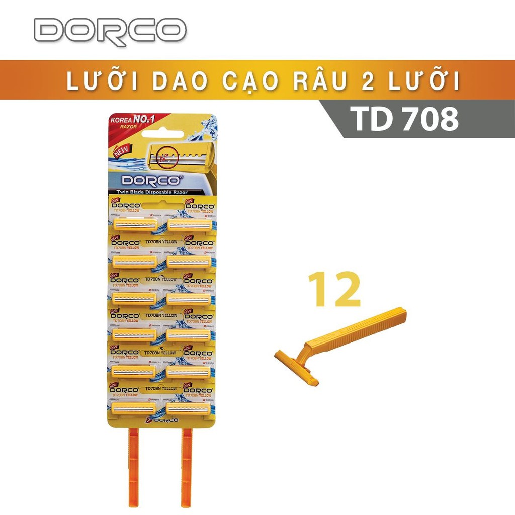 Vĩ 12 cây - dao cạo râu 2 lưỡi Dorco TD 708