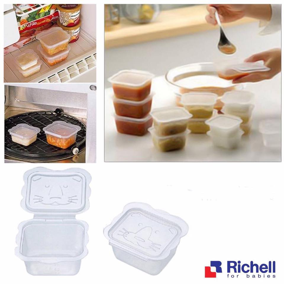 Bộ chia thức ăn Richell Nhật Bản trữ đồ ăn dặm cho bé 50ml/100ml/150ml