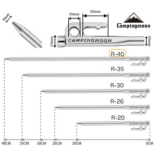Cọc tăng/lều Inox đúc nguyên khối Campingmoon R20-8, R30-8, R35-6, R40-6