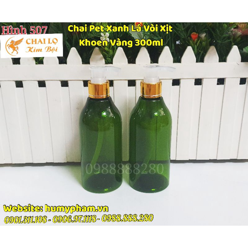 CHAI LỌ CHIẾT MỸ PHẨM - Chai Pet Xịt Xanh Lá 300ml