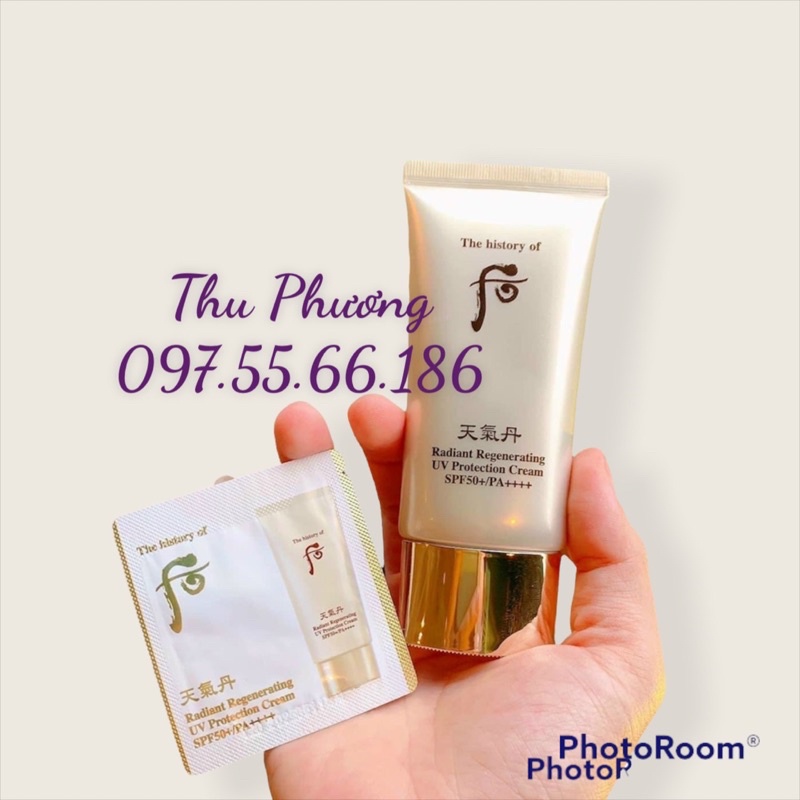 10 Gói Kem chống nắng tái sinh Whoo Radiant Rejuvenating UV Protection Cream SPF50+/PA++++