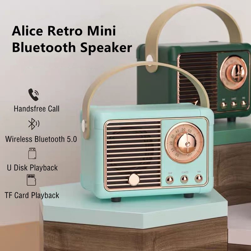 Loa Bluetooth Không Dây Mini Alice Phong Cách Retro Chất Lượng Cao