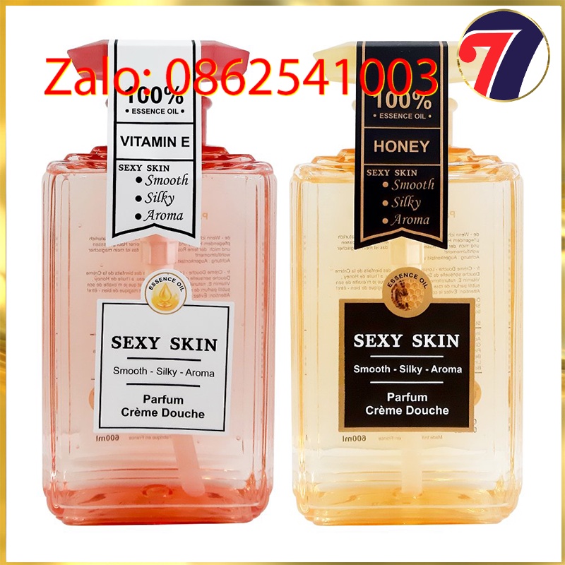 Sữa Tắm Sexy-Skin, Sữa Tắm Dưỡng Ẩm Lưu Hương Nước Hoa pháp (Chai 600ml). Lưu Hương đến 5h