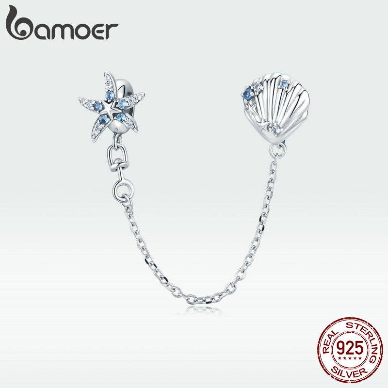 Phụ Kiện Hạt Trang Sức Bamoer SCC1478 Dòng Marine Hình Vỏ Sò Và Sao Biển Phối Dây Xích Thời Trang
