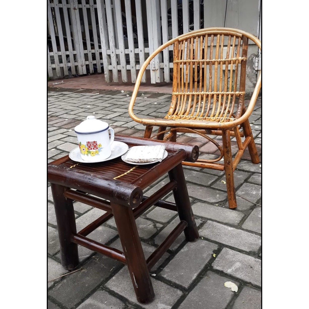 (Hàng xuất khẩu) Đôn tre tự nhiên phủ PU chống ẩm mốc, phù hợp làm quán Cafe, ban công gia đình/ homestay / Khách sạn