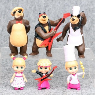 Mô Hình - 06 Nhân Vật Hoạt Hình Cô Bé Masha Và Chú Gấu Xiếc