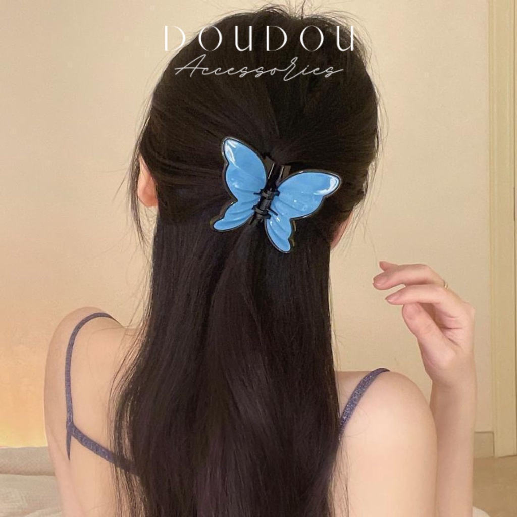 Phụ kiện kẹp tóc xinh DOUDOU Cặp tóc Kẹp tóc bươm bướm Hottrend Kẹp càng cua lớn style Hàn Quốc 9.5cm cho nữ ZJ042