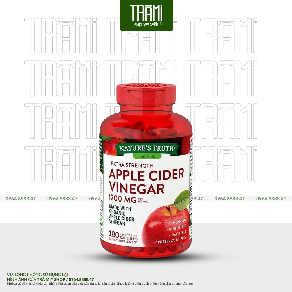 Viên Uống Giấm Táo Giảm Cân Nature’s Truth Apple Cider Vinegar 1200mg 180 Viên Của Mỹ.