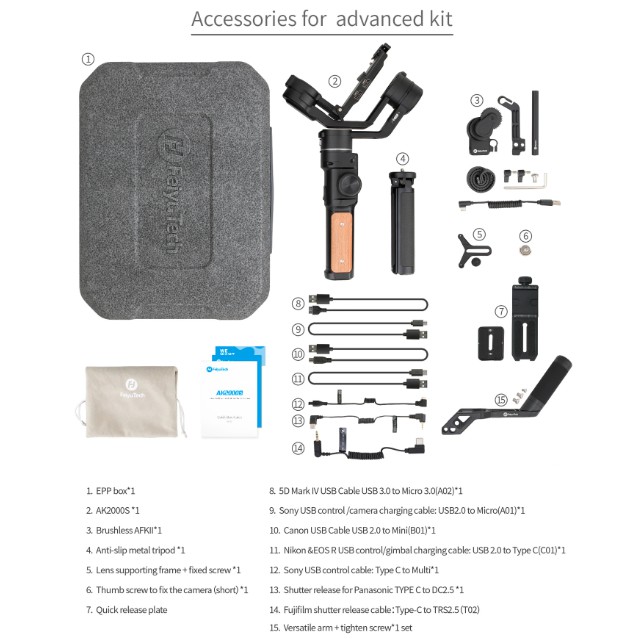 Gimbal chống rung AK2000S  Gimbal cho máy ảnh DSLR, MIRRORLESS Phiên bản mới nhất 2020