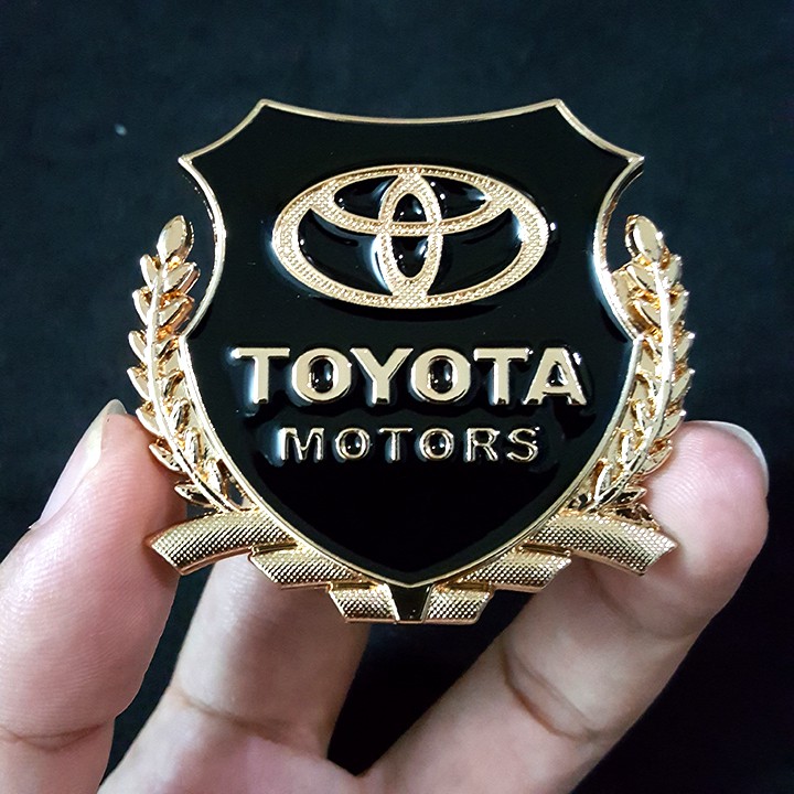 Bộ 2 miếng dán logo kim loại chữ TOYOTA bông lúa