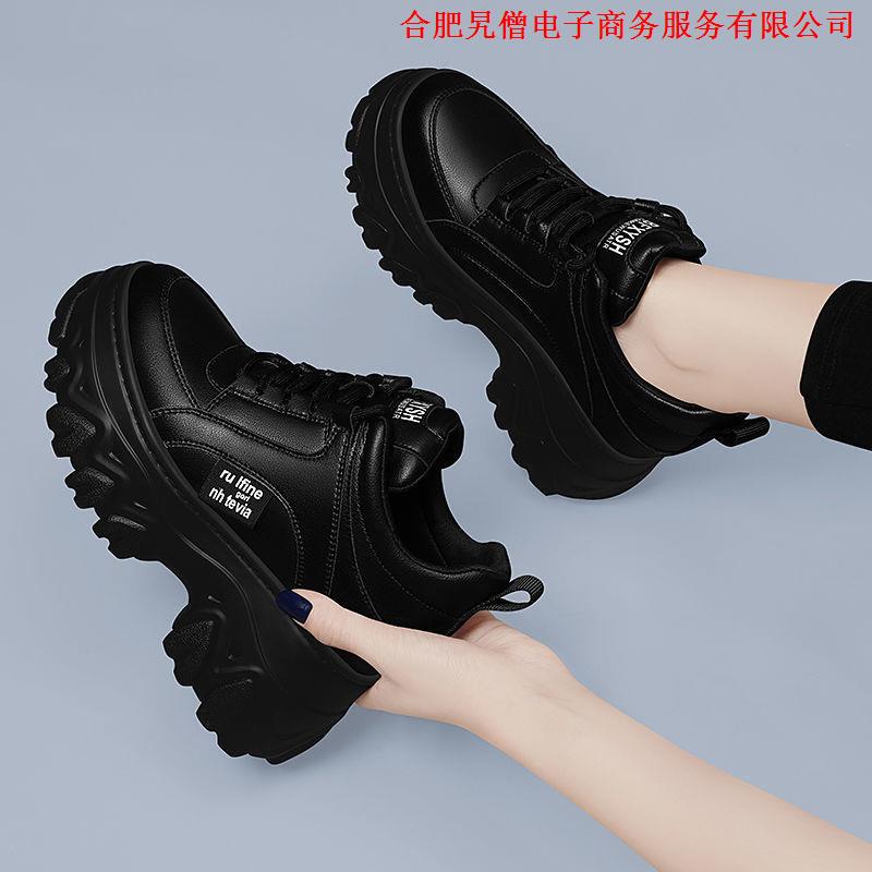 Giày Thể Thao Đế Dày Tăng Chiều Cao 10cm Màu Đen Phong Cách Cổ Điển Thời Trang Xuân Thu Cho Nữ 2021