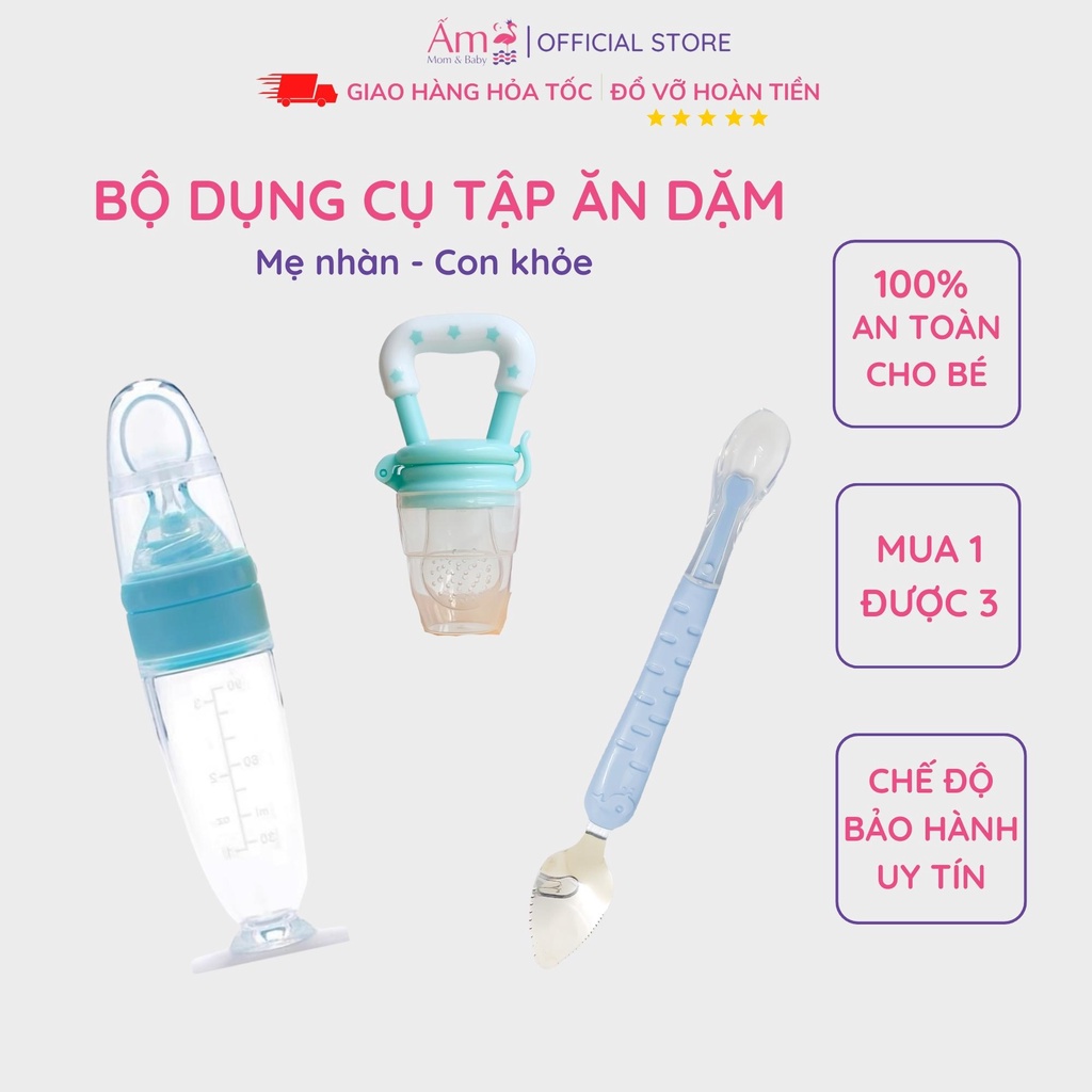 Bộ Dụng Cụ Tập Ăn Dặm Cho Bé Ấm Baby Gồm 3 Chi Tiết Giúp Mẹ Chăm Con Dễ Dàng Hơn Ấm Gift Decor